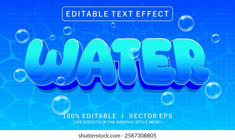 editable water 3d vector text effect with modern style design