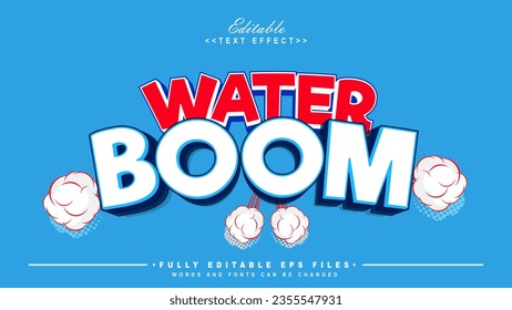 editable water boom cartoon style text effect.typhography logo