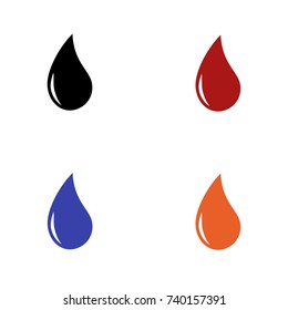 editable water drop icon in black red blue and orange colors isolated for applications and web pages