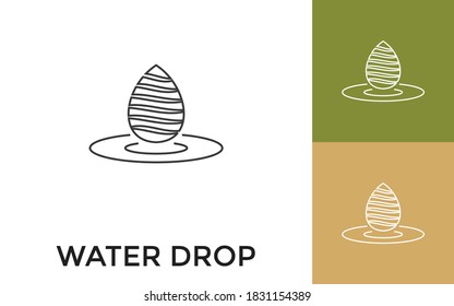Icono de la línea delgada de la caída de agua editable con título. Útil para aplicaciones móviles, sitio web, software y medios impresos.