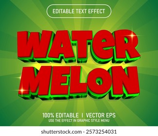 editable water melon vector text effect with modern style design