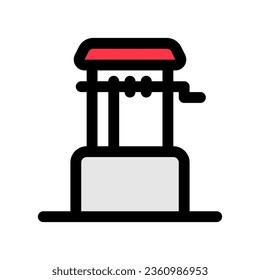 Icono de vector de pozos de agua editable. Fuente de agua, rural, estructura. Parte de una familia de iconos grandes. Perfecto para interfaces web y de aplicaciones, presentaciones, infografías, etc