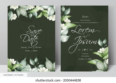 Editable Watercolor Floral Wedding Invitation card Set Template