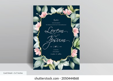 Editable Watercolor Floral Wedding Invitation card Set Template