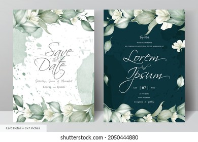 Editable Watercolor Floral Wedding Invitation card Set Template