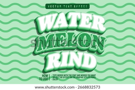 Editable watermelon rind fruit 3D text effect