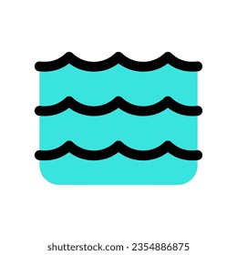 Onda editable, río, océano, icono del vector del agua. Parte de una familia de iconos grandes. Perfecto para interfaces web y de aplicaciones, presentaciones, infografías, etc