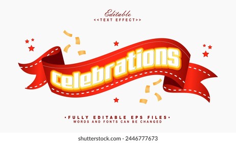 efecto de texto de celebraciones onduladas editables.logotipo de tifografía