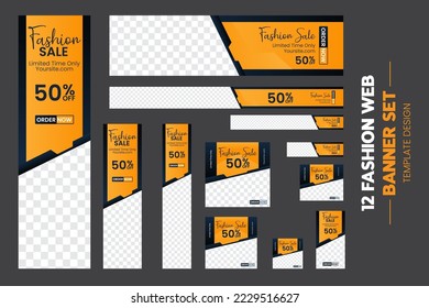Editable Web Ads Banner Templates Set, Set Of Web Banners