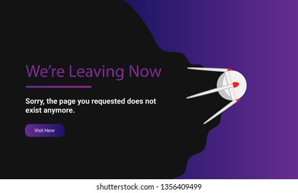 Editable Web Banner With Spacecraft Design. Able to use for greeting card or post card. Landing Page web design. Error 404 not found.
