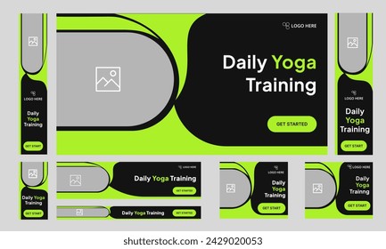 Editable web banner template for yoga and meditation that can be customized for social media postings. The template is in vector eps10 format.