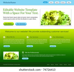 Editable Web Site Template - Green And Blue Colors