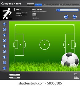 Editable web site template, soccer - vector illustration