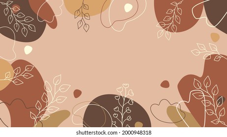 Editable web, social media frames, templates. Boho elegant rectangular background. Elegant, aesthetic layout for business. For fashion shops, beauty brand. Earthy colors, beige, brown