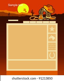 Editable Website template background with cowboy's elements for text