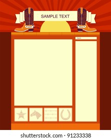 Editable Website template background with cowboy's elements for text