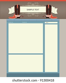 Editable Website template background with cowboy's elements for text
