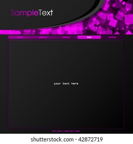 Editable website template in black and pink colors. Vector illustration.