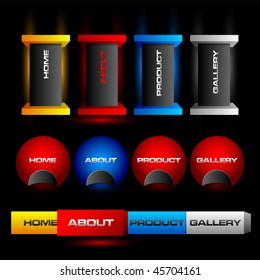 Editable website vector buttons