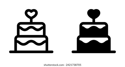 Icono del vector del pastel de boda editable. Boda, San Valentín, amor, celebración. Parte de una familia de iconos grandes. Perfecto para interfaces web y de aplicaciones, presentaciones, infografías, etc