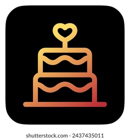 Icono de vector de pastel de bodas editable. Boda, San Valentín, amor, celebración. Parte de una gran familia de iconos. Perfecto para interfaces web y aplicaciones, presentaciones, infografías, etc