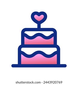 Icono de vector de pastel de bodas editable. Boda, San Valentín, amor, celebración. Parte de una gran familia de iconos. Perfecto para interfaces web y aplicaciones, presentaciones, infografías, etc