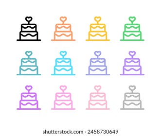 Icono de Vector de pastel de boda editable. Boda, San Valentín, amor, celebración. Parte de una gran familia de iconos. Perfecto para interfaces de Web y App, presentaciones, infografías, etc