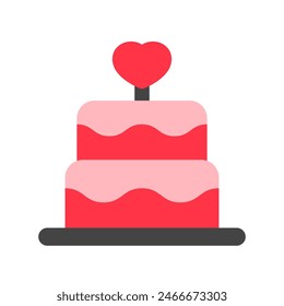 Icono de Vector de pastel de boda editable. Boda, San Valentín, amor, celebración. Parte de una gran familia de iconos. Perfecto para interfaces de Web y App, presentaciones, infografías, etc