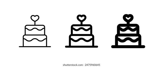 Icono de Vector de pastel de boda editable. Boda, San Valentín, amor, celebración. Parte de una gran familia de iconos. Perfecto para interfaces de Web y App, presentaciones, infografías, etc