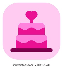 Icono de Vector de pastel de boda editable. Boda, San Valentín, amor, celebración. Parte de una gran familia de iconos. Perfecto para interfaces de Web y App, presentaciones, infografías, etc