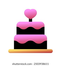 Icono de Vector de pastel de boda editable. Boda, San Valentín, amor, celebración. Parte de una gran familia de iconos. Perfecto para interfaces de Web y App, presentaciones, infografías, etc