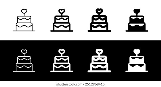 Icono de Vector de pastel de boda editable. Boda, San Valentín, amor, celebración. Parte de una gran familia de iconos. Perfecto para interfaces de Web y App, presentaciones, infografías, etc