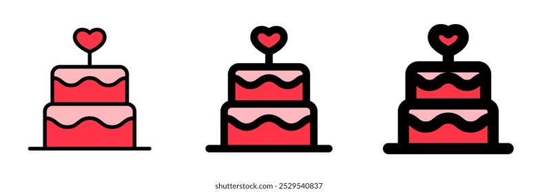 Icono de Vector de pastel de boda editable. Boda, San Valentín, amor, celebración. Parte de una gran familia de iconos. Perfecto para interfaces de Web y App, presentaciones, infografías, etc