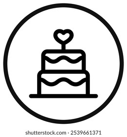 Icono de Vector de pastel de boda editable. Boda, San Valentín, amor, celebración. Parte de una gran familia de iconos. Perfecto para interfaces de Web y App, presentaciones, infografías, etc