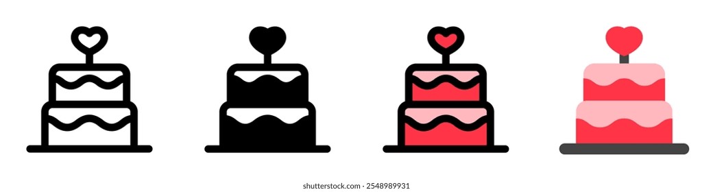 Icono de Vector de pastel de boda editable. Boda, San Valentín, amor, celebración. Parte de una gran familia de iconos. Perfecto para interfaces de Web y App, presentaciones, infografías, etc