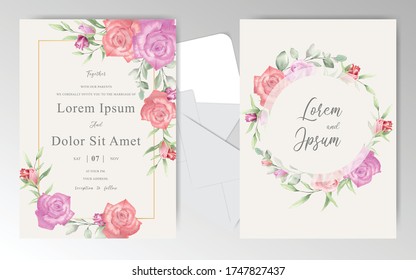 Editable wedding invitation card template with Elegant Floral