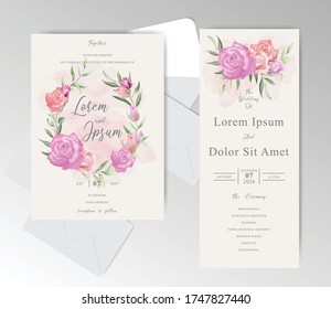 Editable wedding invitation card template with Elegant Floral
