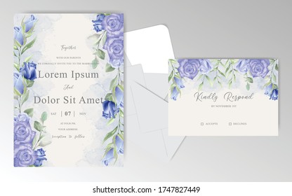 Plantilla editable de tarjeta de invitación a boda con Floral elegante