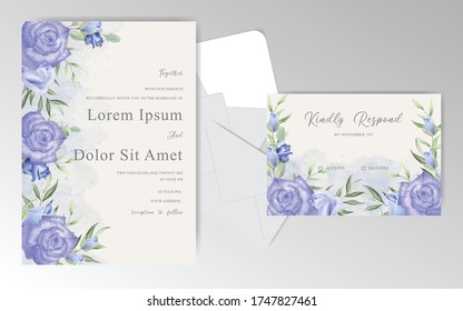 Editable wedding invitation card template with Elegant Floral
