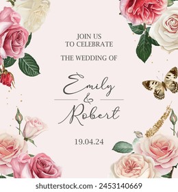 Editable Wedding Template Flower Frame Design