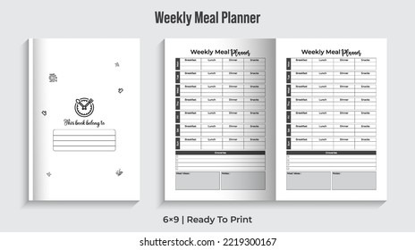 Editable Weekly Meal Planner KDP  Interior Design