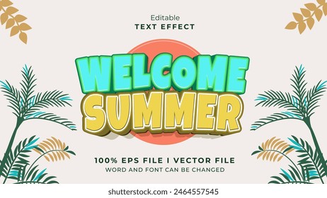editable welcome summer text effect.typhography logo