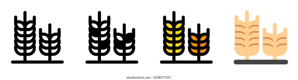 Ícone editável do vetor de trigo. Comida, fazenda, grampo, planta, campo. Parte de uma grande família de conjuntos de ícones. Perfeito para interfaces web e app, apresentações, infográficos, etc