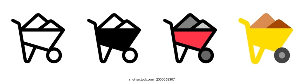 Editable wheelbarrow, cart, wheel, carrying, building vector icon. Construction, tools, industry. Part of a big icon set family. Perfect for web and app interfaces, presentations, infographics, etc