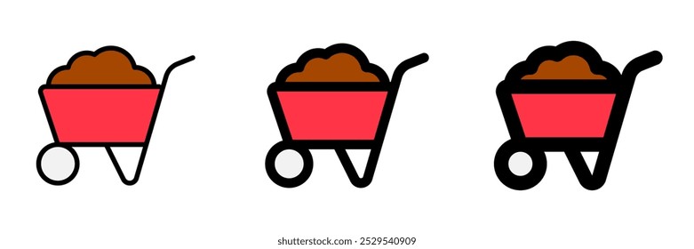 Editable wheelbarrow vector icon. Gardening, landscaping, horticulture, construction, industry. Part of a big icon set family. Perfect for web and app interfaces, presentations, infographics, etc