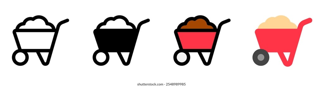Icono de Vector de carretilla editable. Jardinería, paisajismo, horticultura, construcción, industria. Parte de una gran familia de iconos. Perfecto para interfaces de Web y App, presentaciones, infografías, etc