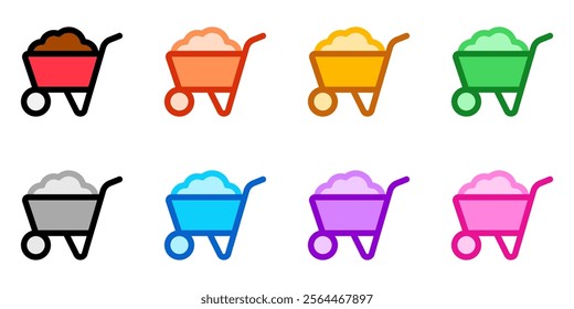 Editable wheelbarrow vector icon. Gardening, landscaping, horticulture, construction, industry. Part of a big icon set family. Perfect for web and app interfaces, presentations, infographics, etc