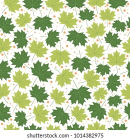 Editable White background with Green Leaf Seamless Pattern 
