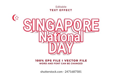 editable white sinapore national day text effect.typhography logo