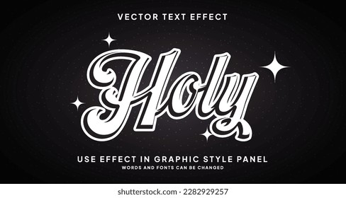 Editable White text effect with black background	